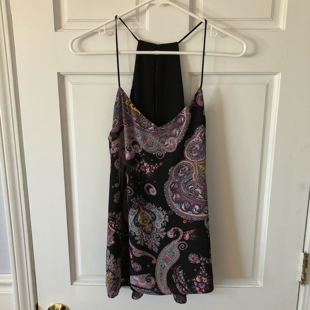 Paisley print/black reversible racer back tank top